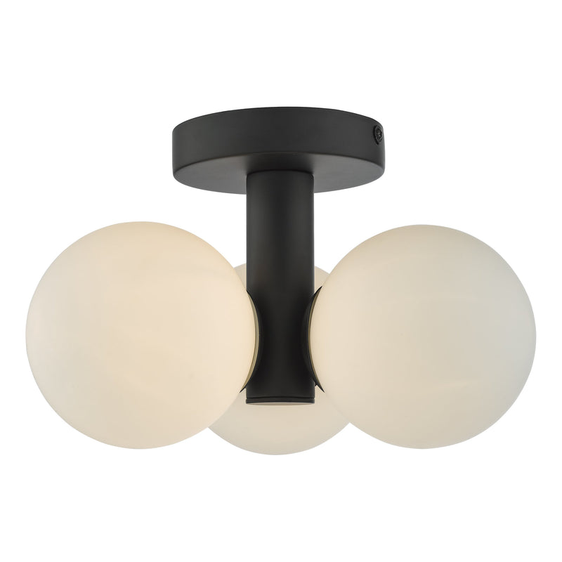 Load image into Gallery viewer, Dar Lighting BLA5322 Blake 3 Light Semi Flush Matt Black Opal Glass - 36871
