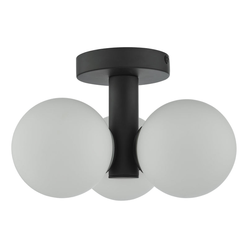 Load image into Gallery viewer, Dar Lighting BLA5322 Blake 3 Light Semi Flush Matt Black Opal Glass - 36871
