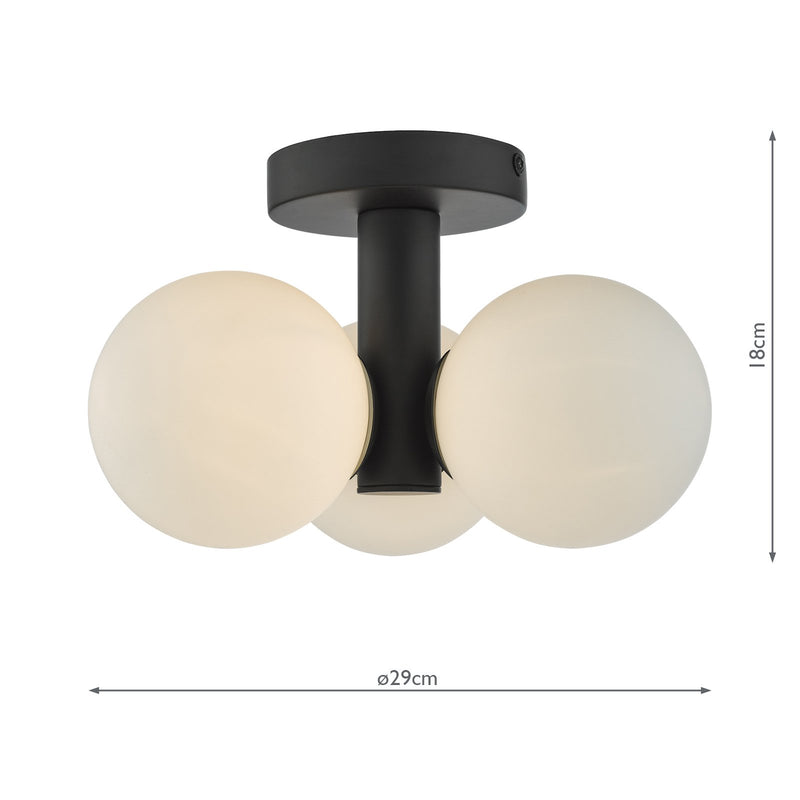 Load image into Gallery viewer, Dar Lighting BLA5322 Blake 3 Light Semi Flush Matt Black Opal Glass - 36871
