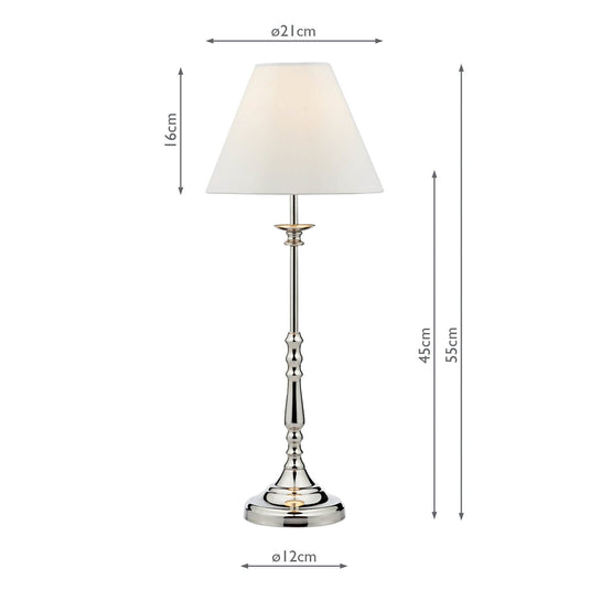 Dar Lighting BLE4138 Blenheim Table Lamp Polished Nickel With Shade - 20078