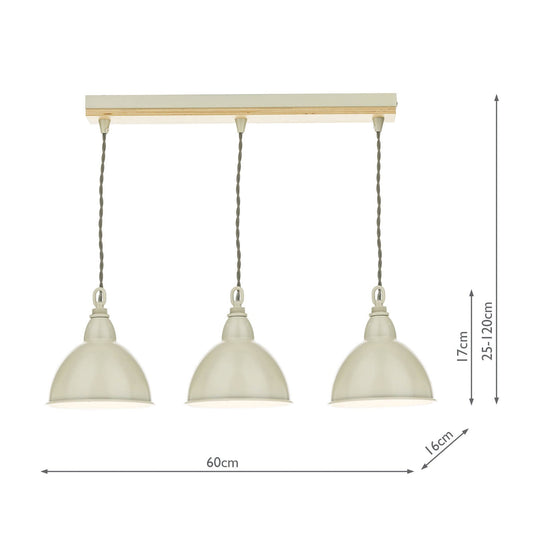 Dar Lighting BLY5343 Blyton 3 Light Bar Pendant complete with Painted Shds - 34931