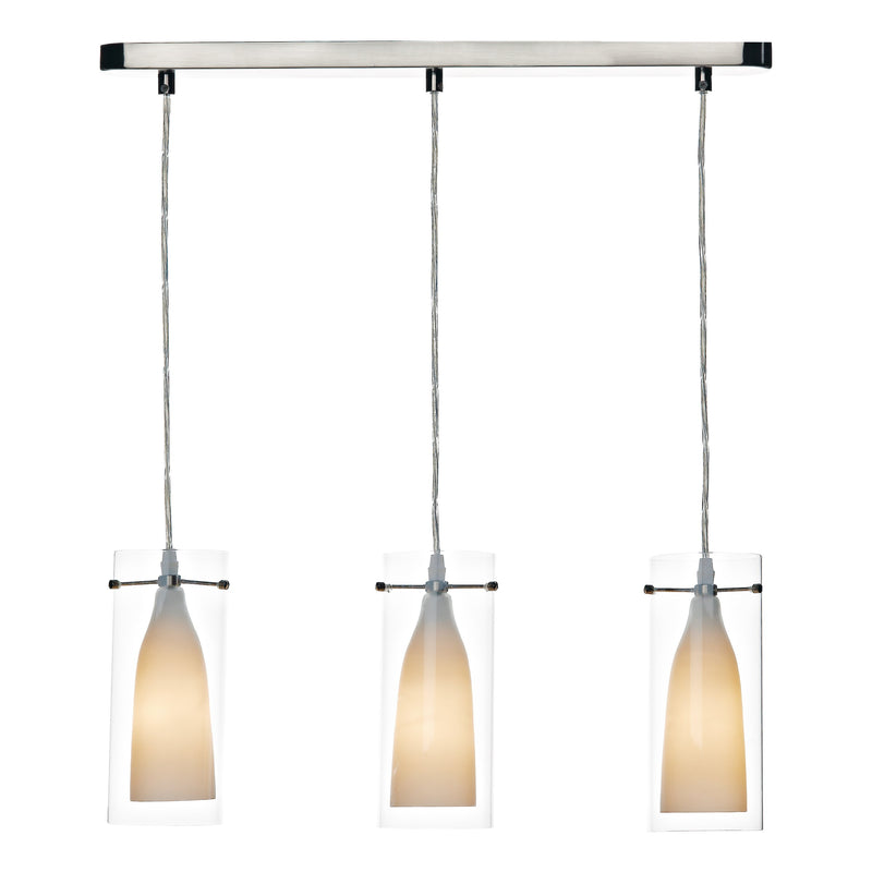 Load image into Gallery viewer, Dar Lighting BOD0346 Boda 3 Light Pendant Satin Chrome Double Glass - 11585
