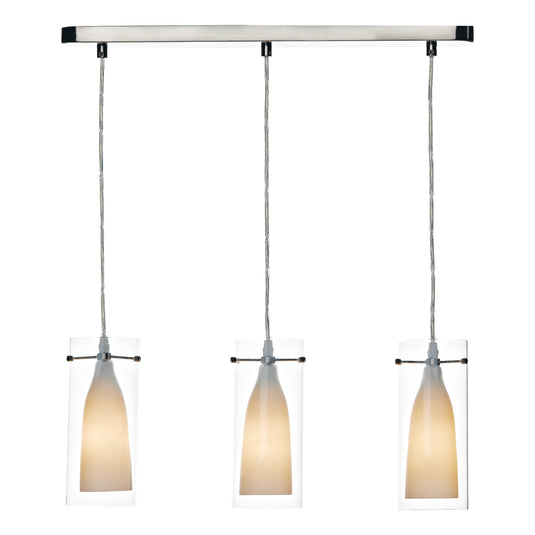 Dar Lighting BOD0346 Boda 3 Light Pendant Satin Chrome Double Glass - 11585