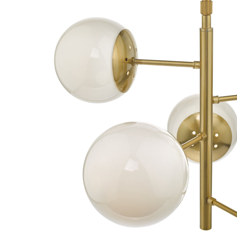 Load image into Gallery viewer, Dar Lighting BOM0535 Bombazine 5lt Pendant Natural Brass &amp; Opal Glass - 34934

