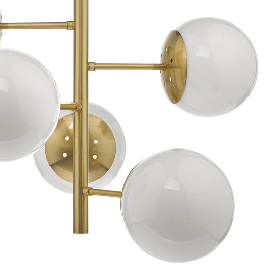 Dar Lighting BOM0535 Bombazine 5lt Pendant Natural Brass & Opal Glass - 34934