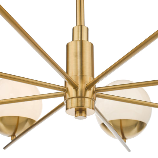 Dar Lighting BOM0835 Bombazine 8 Light Pendant Natural Brass Opal Glass - 36872