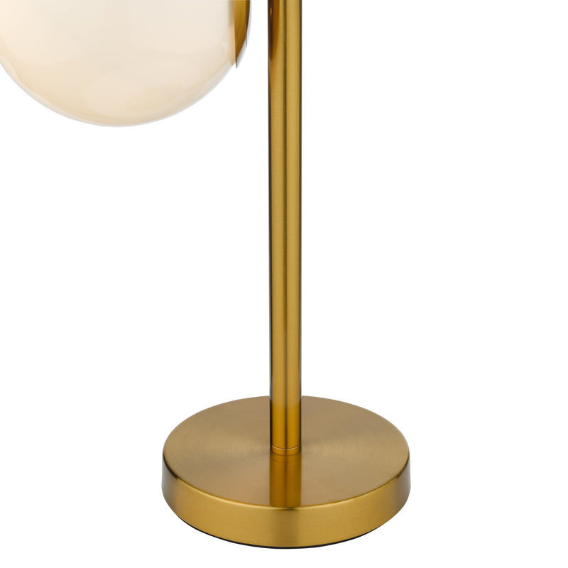 Load image into Gallery viewer, Dar Lighting BOM4235 Bombazine 2 Light Table Lamp Natural Brass Opal Glass - 36873
