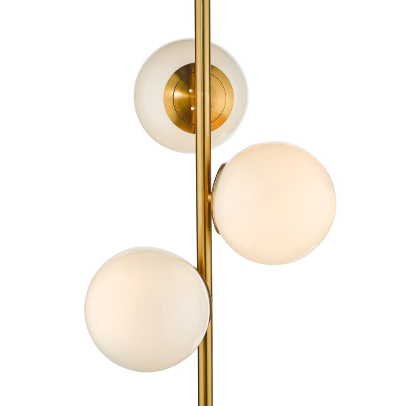 Load image into Gallery viewer, Dar Lighting BOM4935 Bombazine 3 Light Floor Lamp Natural Brass Opal Glass - 36874
