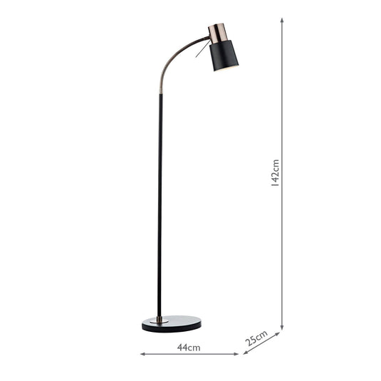 Dar Lighting BON4954 Bond Floor Lamp Black Copper - 20033