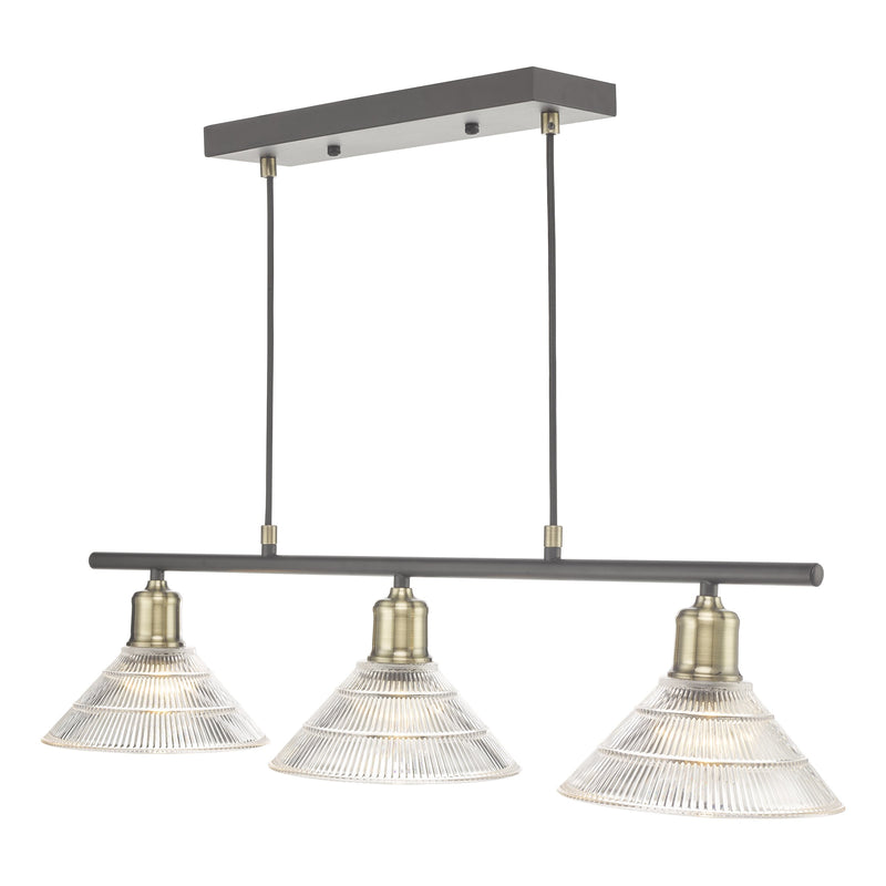 Load image into Gallery viewer, Dar Lighting BOY0375 Boyd 3 Light Bar Antique Brass with Glass Shade - 27073
