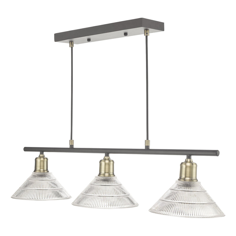 Load image into Gallery viewer, Dar Lighting BOY0375 Boyd 3 Light Bar Antique Brass with Glass Shade - 27073
