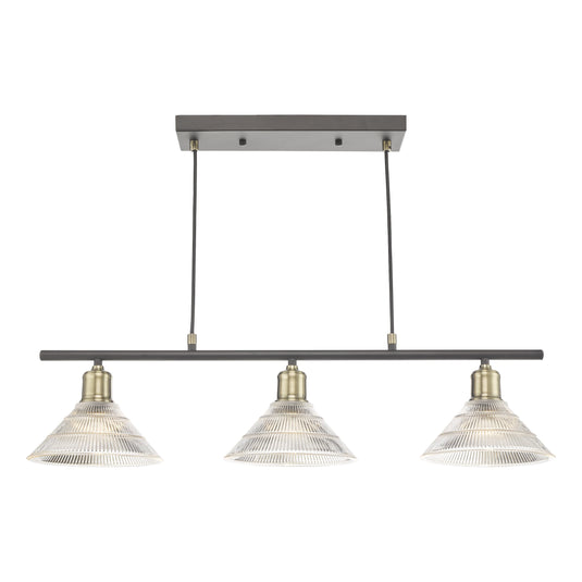 Dar Lighting BOY0375 Boyd 3 Light Bar Antique Brass with Glass Shade - 27073