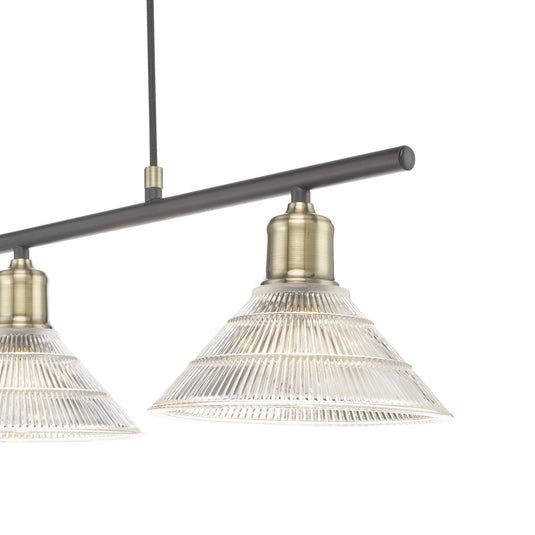 Dar Lighting BOY0375 Boyd 3 Light Bar Antique Brass with Glass Shade - 27073