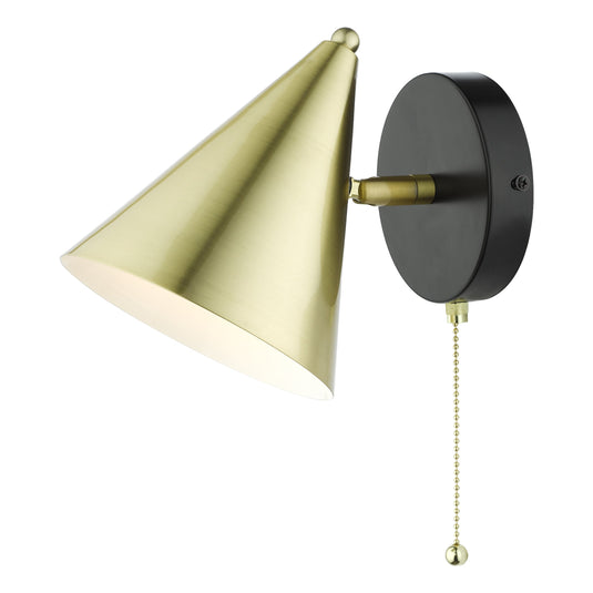 Dar Lighting BRA0741 Branco 1 Light Wall Light Matt Black And Brass - 37114