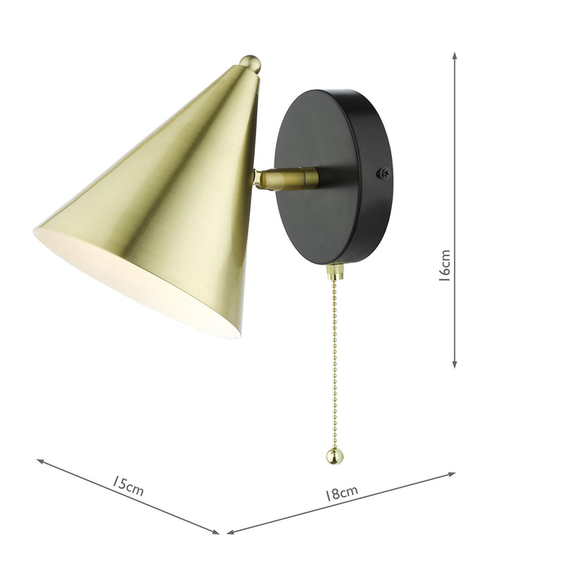 Load image into Gallery viewer, Dar Lighting BRA0741 Branco 1 Light Wall Light Matt Black And Brass - 37114
