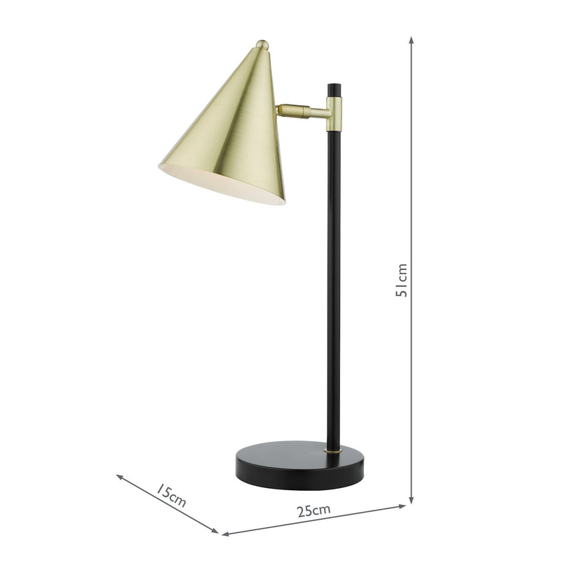 Load image into Gallery viewer, Dar Lighting BRA4241 Branco 1 Light Table Lamp Matt Black And Brass - 37115
