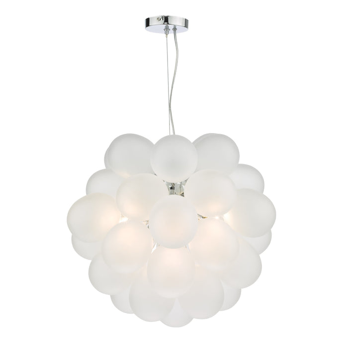 Dar Lighting BUB0602 Bubbles 6 Light Pendant Polished Chrome Frosted Glass - 36876