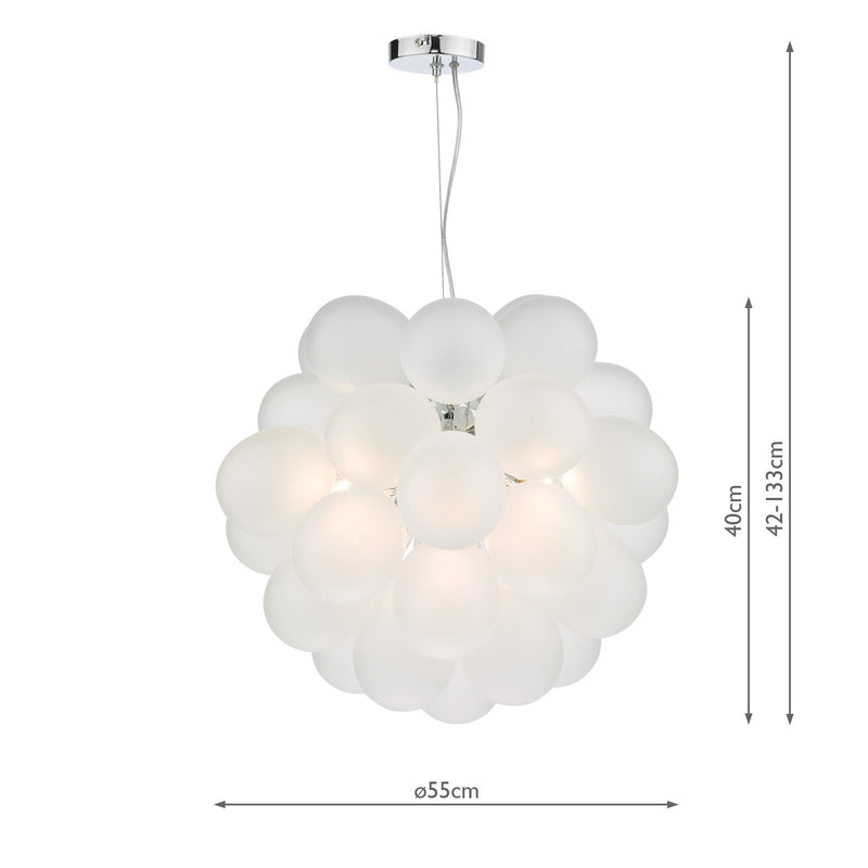 Load image into Gallery viewer, Dar Lighting BUB0602 Bubbles 6 Light Pendant Polished Chrome Frosted Glass - 36876
