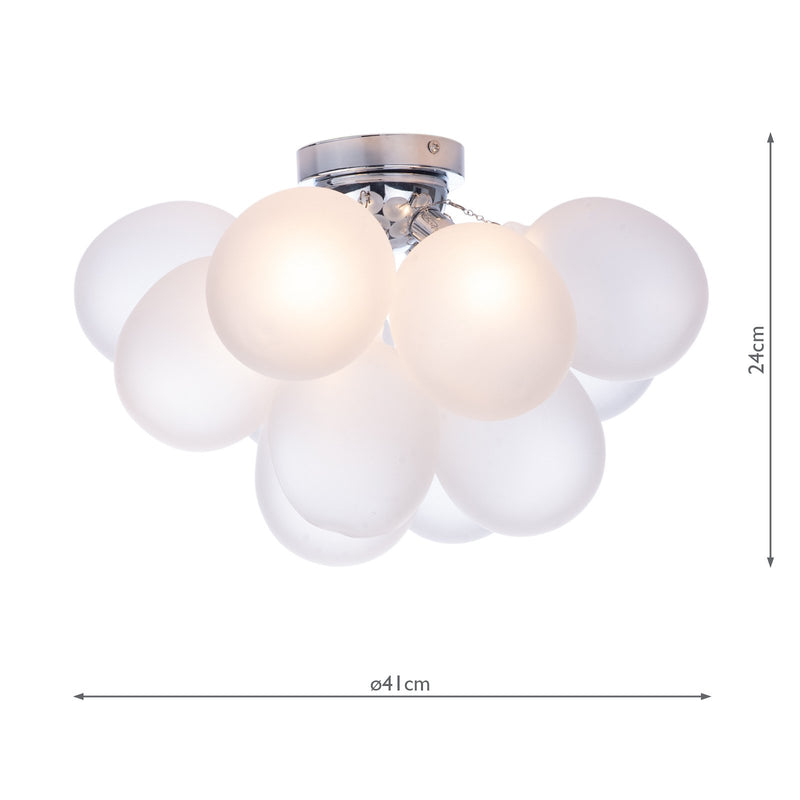 Load image into Gallery viewer, Dar Lighting BUB5202 Bubbles 4 Light Flush Polished Chrome Frosted Glass - 36877
