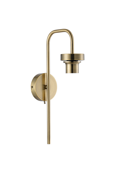 C-Lighting Budapest Antique Brass Curved 1 Light E27 Switched Wall Light, Suitable For A Vast Selection Of Glass Shades - 53491