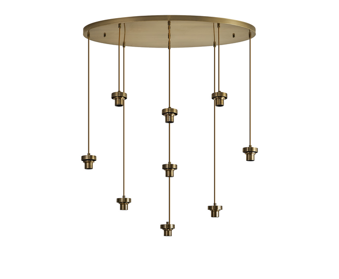 C-Lighting Budapest Antique Brass 9 Light E27 Oval Multiple Pendant, Suitable For A Vast Selection Of Glass Shades - 53494