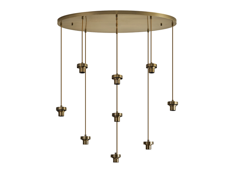 Load image into Gallery viewer, C-Lighting Budapest Antique Brass 9 Light E27 Oval Multiple Pendant, Suitable For A Vast Selection Of Glass Shades - 53494

