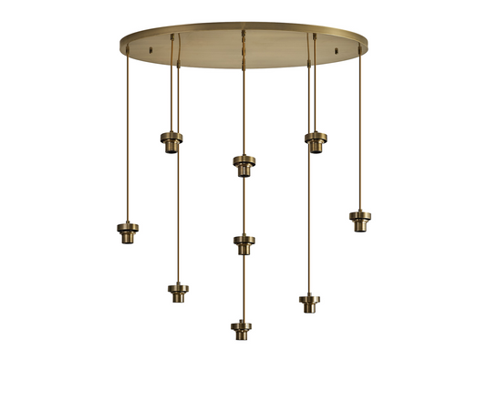 C-Lighting Budapest Antique Brass 9 Light E27 Oval Multiple Pendant, Suitable For A Vast Selection Of Glass Shades - 53494