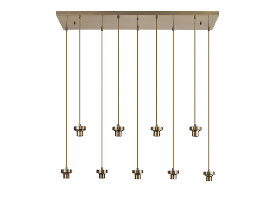 C-Lighting Budapest Antique Brass 9 Light E27 2m Rectangular Multiple Pendant, Suitable For A Vast Selection Of Glass Shades - 53495