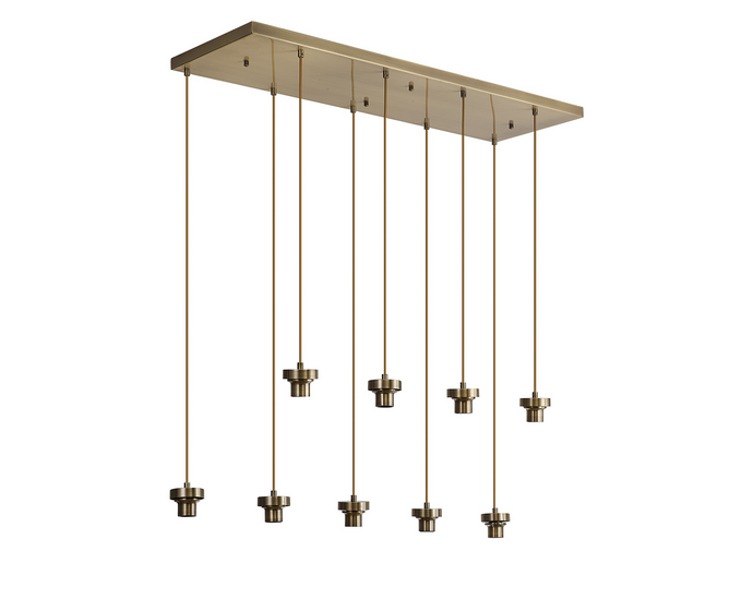 C-Lighting Budapest Antique Brass 9 Light E27 2m Rectangular Multiple Pendant, Suitable For A Vast Selection Of Glass Shades - 53495