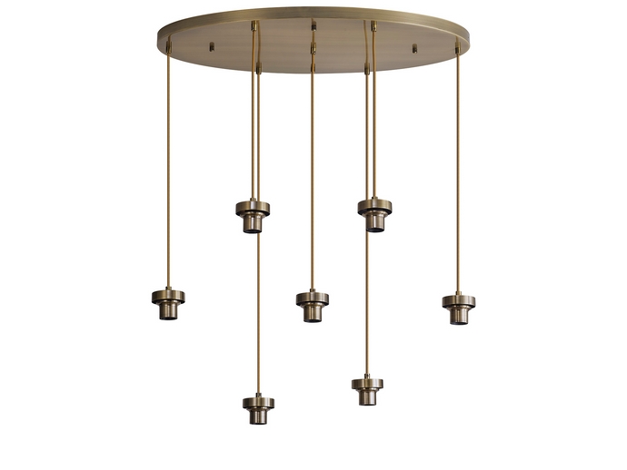 C-Lighting Budapest Antique Brass 7 Light E27 2m Oval Multiple Pendant, Suitable For A Vast Selection Of Glass Shades - 53497
