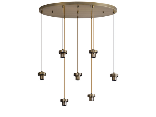 C-Lighting Budapest Antique Brass 7 Light E27 2m Oval Multiple Pendant, Suitable For A Vast Selection Of Glass Shades - 53497