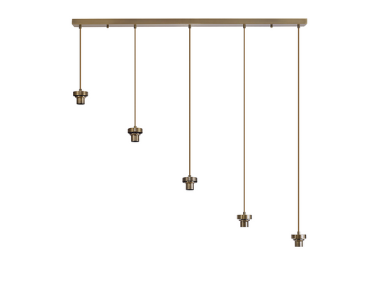 C-Lighting Budapest Antique Brass 5 Light E27 2m Linear Multiple Pendant, Suitable For A Vast Selection Of Glass Shades - 53498