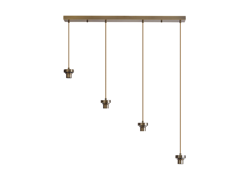 Load image into Gallery viewer, C-Lighting Budapest Antique Brass 4 Light E27 2m Linear Multiple Pendant, Suitable For A Vast Selection Of Glass Shades - 53499

