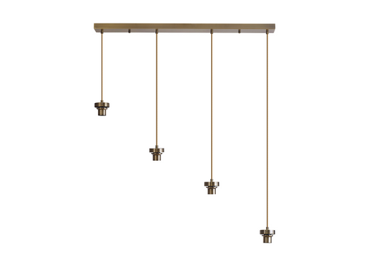 C-Lighting Budapest Antique Brass 4 Light E27 2m Linear Multiple Pendant, Suitable For A Vast Selection Of Glass Shades - 53499