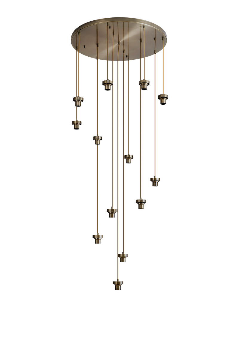 Load image into Gallery viewer, C-Lighting Budapest Antique Brass 13 Light E27 4m Round Multiple Pendant, Suitable For A Vast Selection Of Glass Shades - 53501
