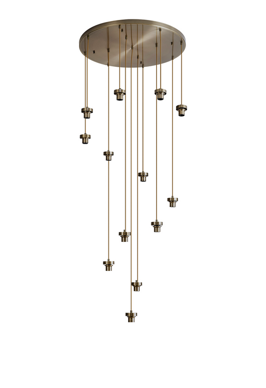C-Lighting Budapest Antique Brass 13 Light E27 4m Round Multiple Pendant, Suitable For A Vast Selection Of Glass Shades - 53501