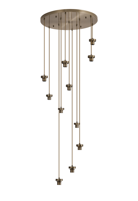 C-Lighting Budapest Antique Brass 11 Light E27 3.5m Round Multiple Pendant, Suitable For A Vast Selection Of Glass Shades - 53502