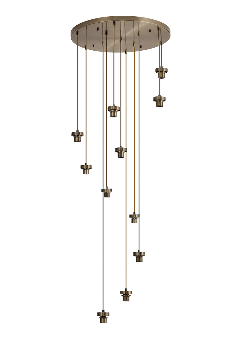 Load image into Gallery viewer, C-Lighting Budapest Antique Brass 11 Light E27 3.5m Round Multiple Pendant, Suitable For A Vast Selection Of Glass Shades - 53502
