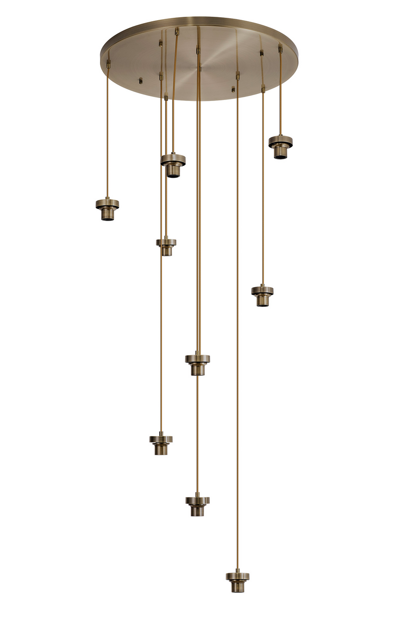 Load image into Gallery viewer, C-Lighting Budapest Antique Brass 9 Light E27 3m Round Multiple Pendant, Suitable For A Vast Selection Of Glass Shades - 53503
