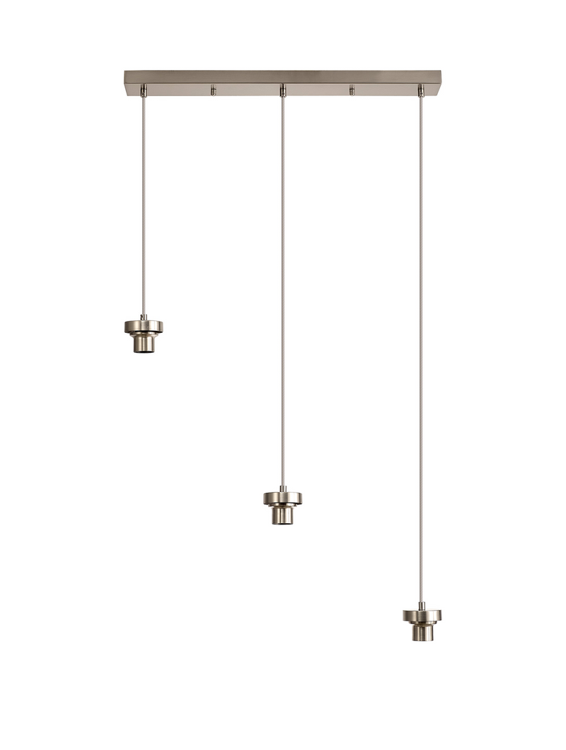 Load image into Gallery viewer, C-Lighting Budapest Satin Nickel 3 Light E27 2m Linear Multiple Pendant, Suitable For A Vast Selection Of Glass Shades - 48243
