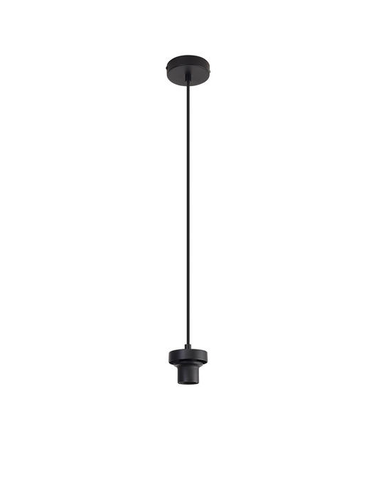 C-Lighting Budapest Satin Black 1 Light E27 2m Pendant, Suitable For A Vast Selection Of Glass Shades - 52792
