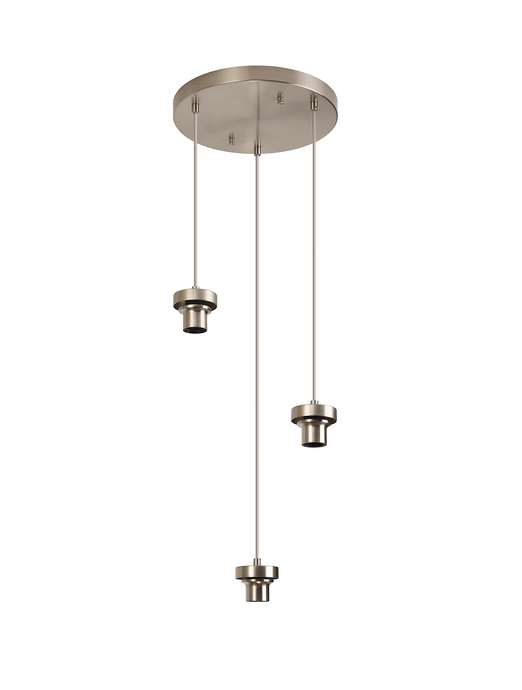 C-Lighting Budapest Satin Nickel 3 Light E27 2m Round Multiple Pendant, Suitable For A Vast Selection Of Glass Shades - 53228