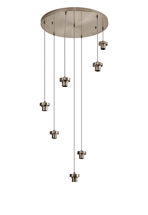 C-Lighting Budapest Satin Nickel 7 Light E27 3m Round Multiple Pendant, Suitable For A Vast Selection Of Glass Shades - 53229