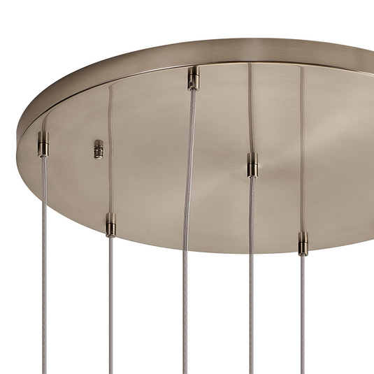 C-Lighting Budapest Satin Nickel 7 Light E27 3m Round Multiple Pendant, Suitable For A Vast Selection Of Glass Shades - 53229