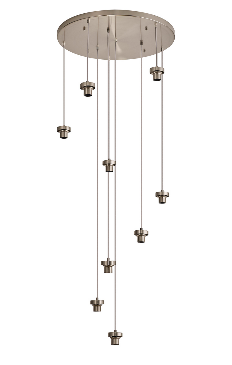 Load image into Gallery viewer, C-Lighting Budapest Satin Nickel 9 Light E27 3m Round Multiple Pendant, Suitable For A Vast Selection Of Glass Shades - 53230
