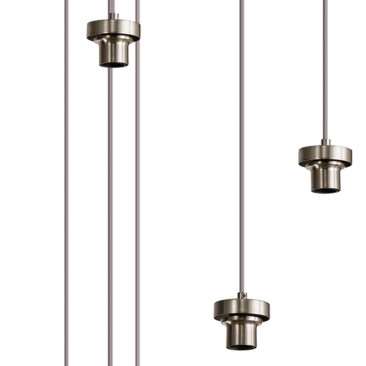 C-Lighting Budapest Satin Nickel 9 Light E27 3m Round Multiple Pendant, Suitable For A Vast Selection Of Glass Shades - 53230