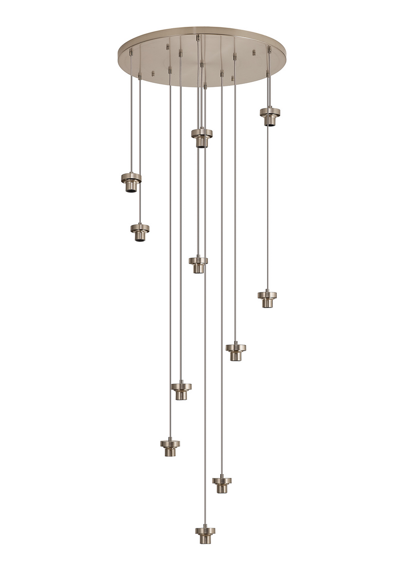 Load image into Gallery viewer, C-Lighting Budapest Satin Nickel 11 Light E27 3.5m Round Multiple Pendant, Suitable For A Vast Selection Of Glass Shades - 53231
