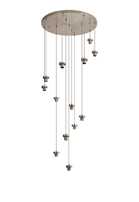 C-Lighting Budapest Satin Nickel 13 Light E27 4m Round Multiple Pendant, Suitable For A Vast Selection Of Glass Shades - 53232