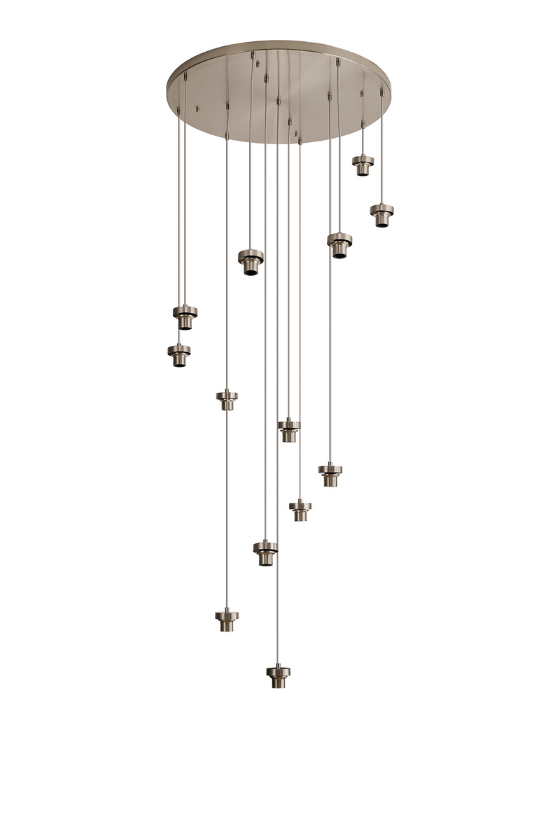 Load image into Gallery viewer, C-Lighting Budapest Satin Nickel 13 Light E27 4m Round Multiple Pendant, Suitable For A Vast Selection Of Glass Shades - 53232
