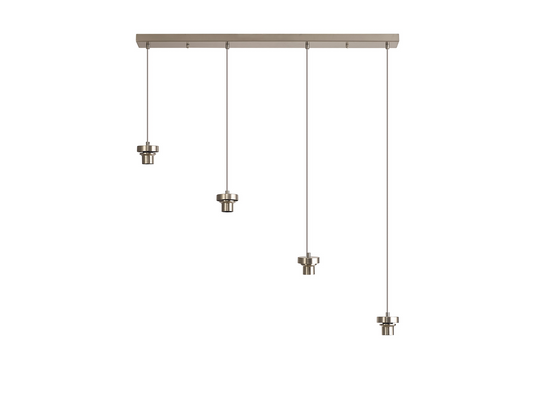 C-Lighting Budapest Satin Nickel 4 Light E27 2m Linear Multiple Pendant, Suitable For A Vast Selection Of Glass Shades - 53233